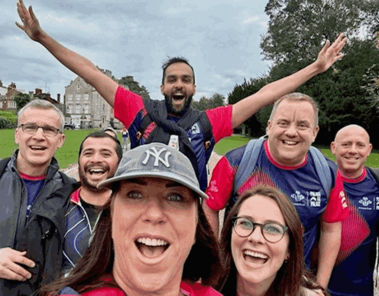 Selfie of a group in matching tops