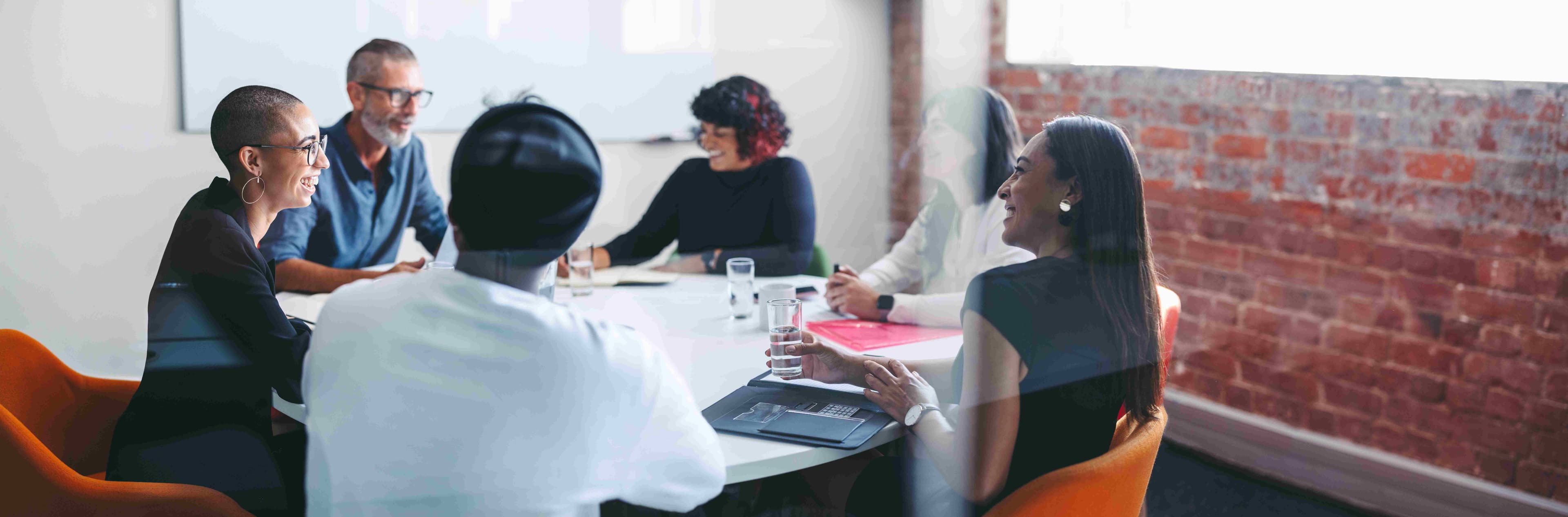 Group of diverse people working in an office
